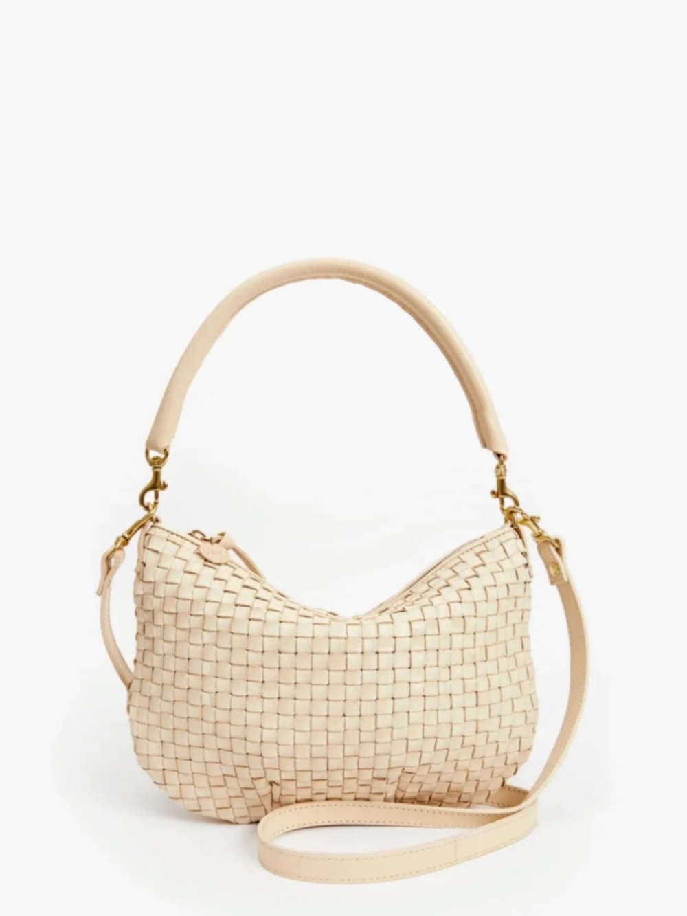Clare V. Petit Moyen Messanger in Cream Woven Checker